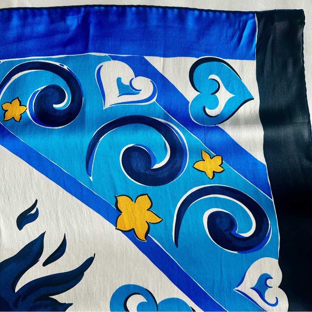 Vintage YVES SAINT LAURENT Rare Sun & Stars Themed Square Silk Scarf, 33.5” - Picture 5 of 10
